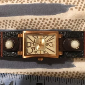 Leather Fossil Watch with Removable Face